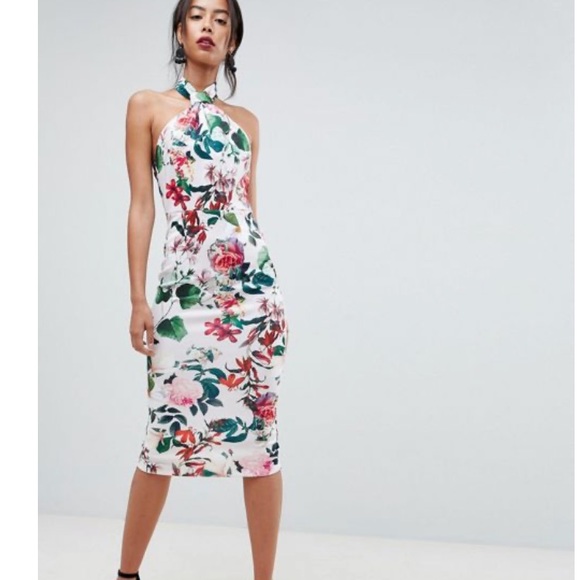 floral halter midi dress